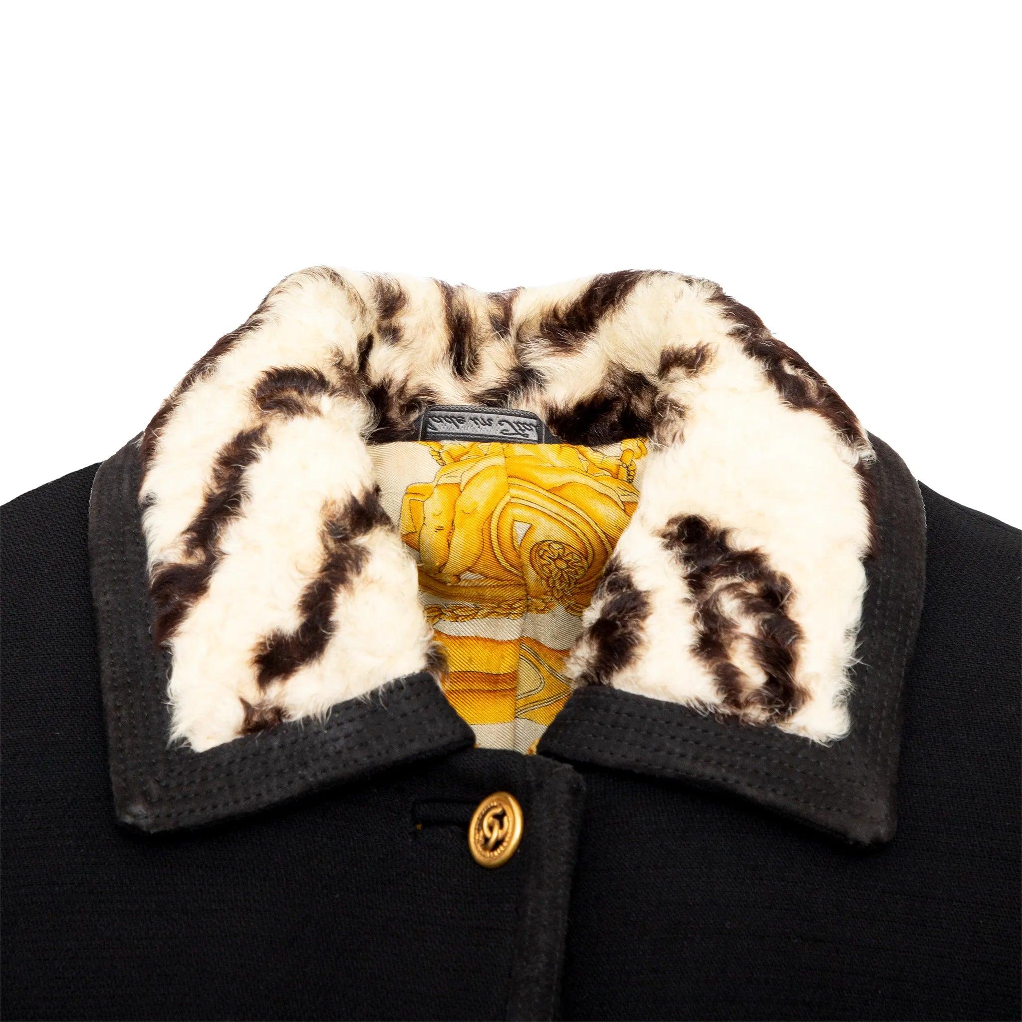 Gianni Versace Veste en laine avec empiècements en fourrure - années 90 État moyen - En vente à Milano, IT
