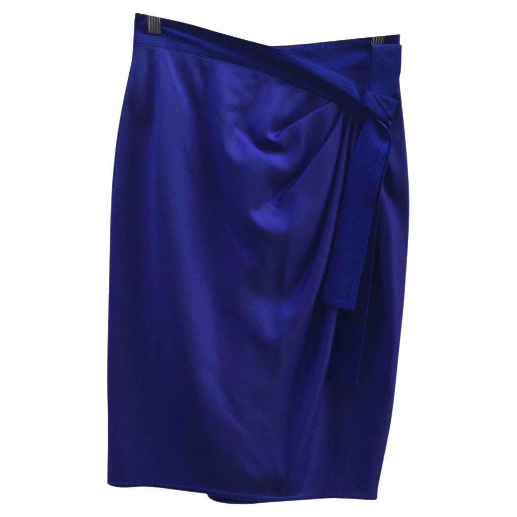 Gianni Versace Wool Mid-Length Skirt in Blue