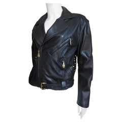 Vintage Gianni Versace Woven Leather Jacket 1990s