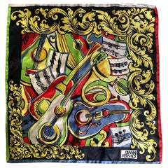 GIANNI VERSACE Yellow Black Graphic Pocket Square