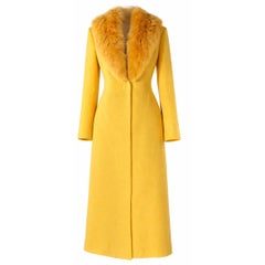 Gianni Versace - Yellow Embellish Coat with Fur Fall/Winter 1998 Size 40IT