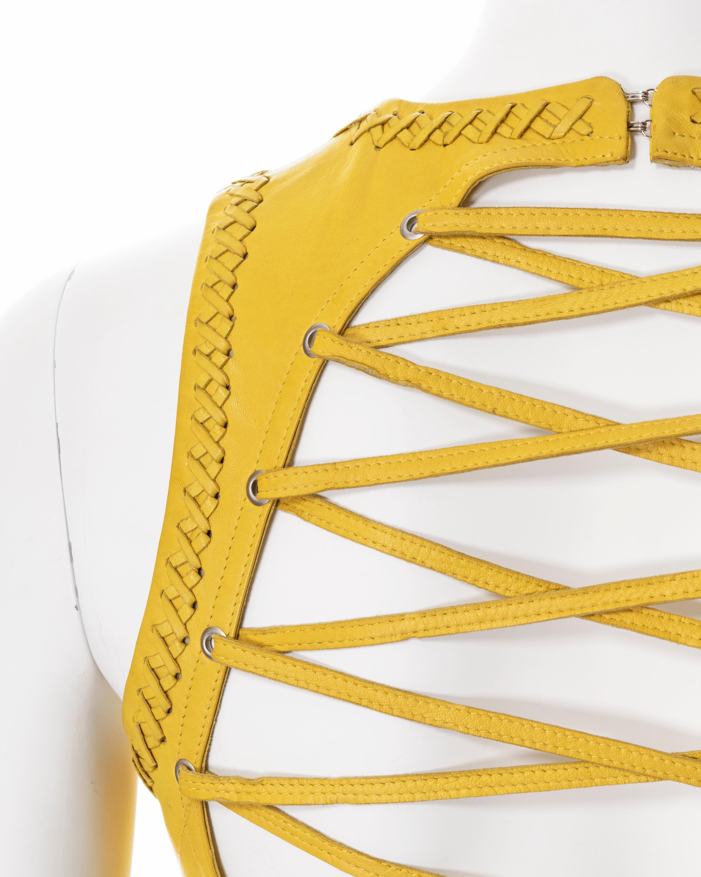Gianni Versace yellow lambskin leather top and skirt, ss 2003 3
