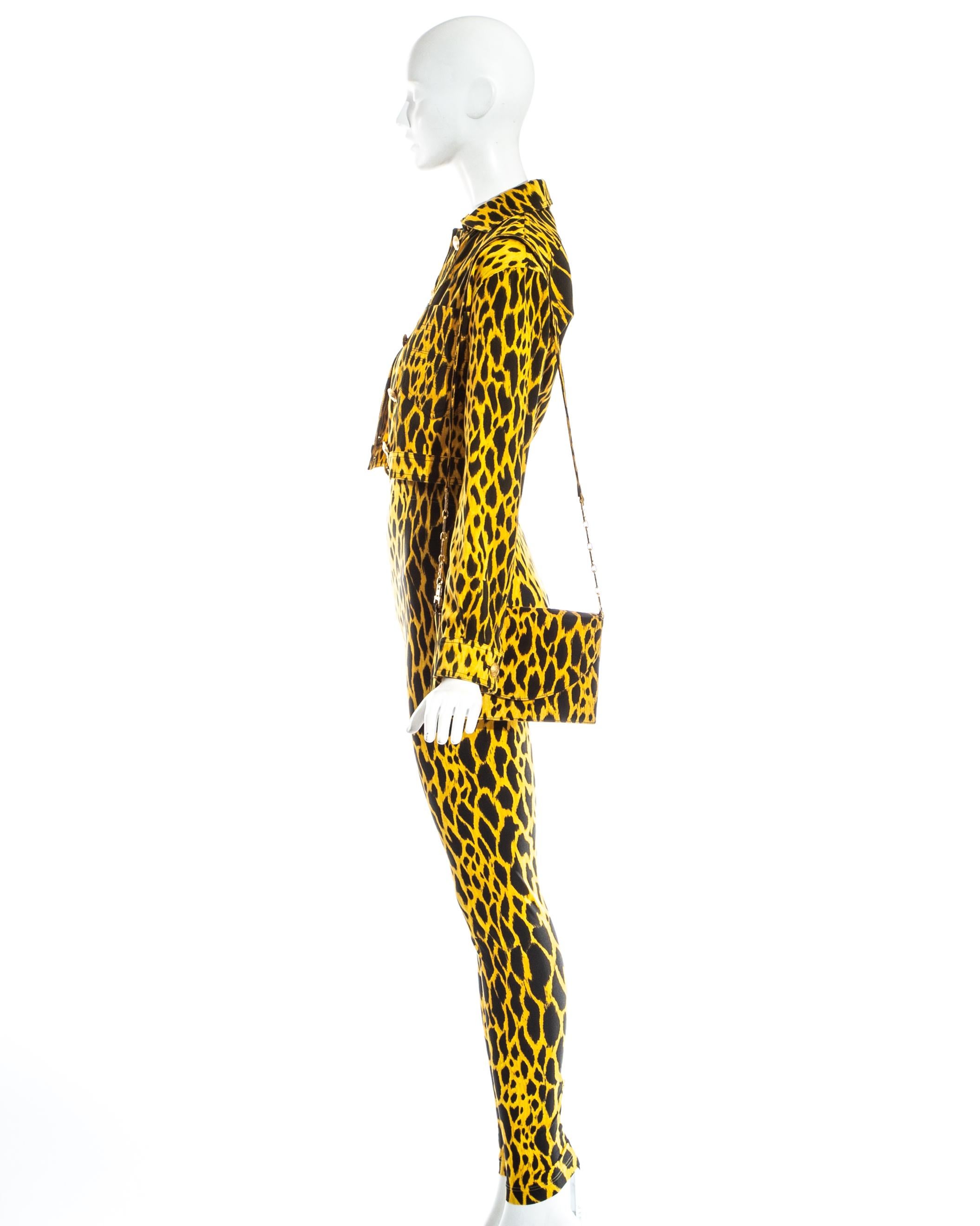 Gianni Versace yellow leopard print four piece ensemble, ss 1992 In Excellent Condition In London, GB