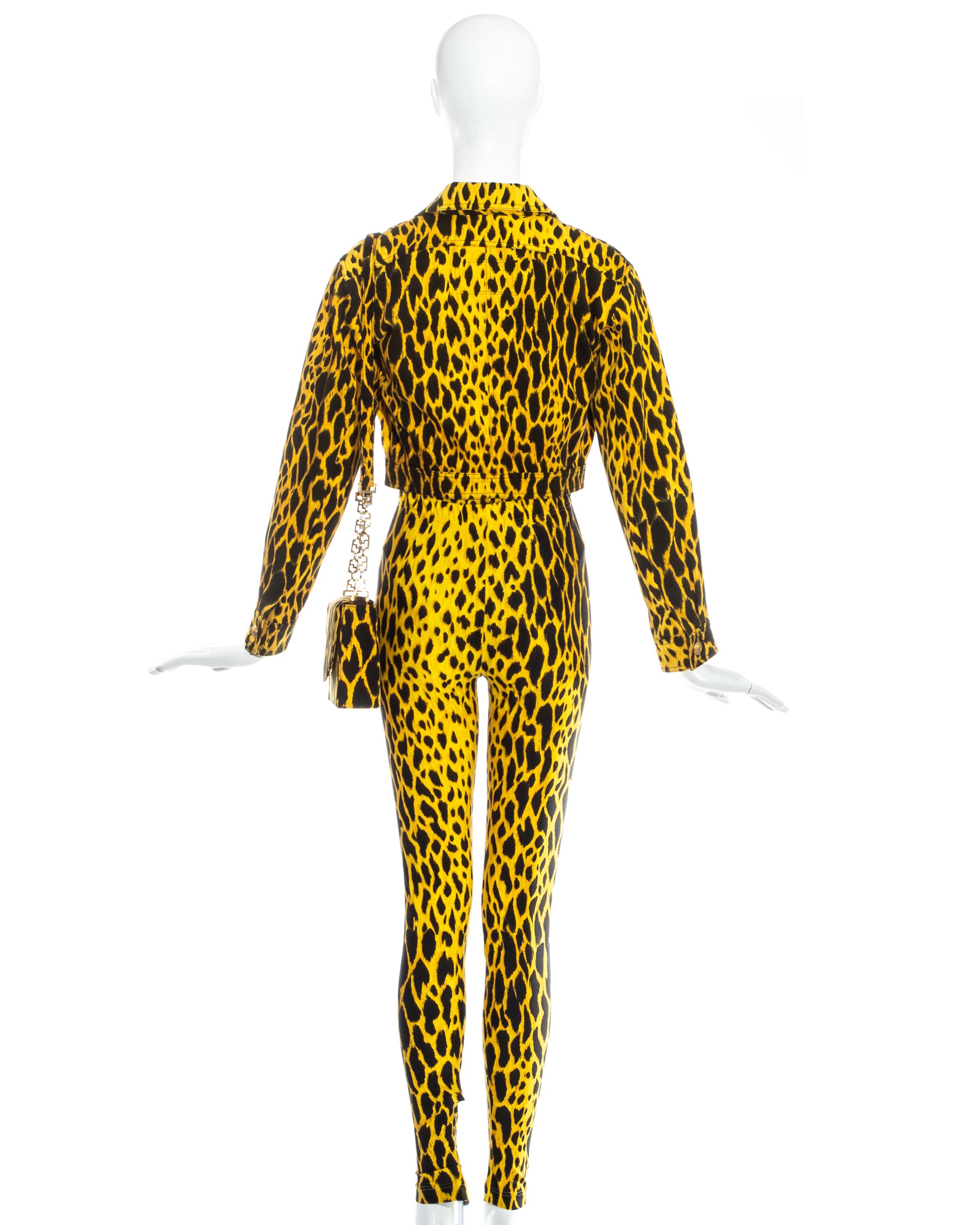 Women's Gianni Versace yellow leopard print four piece ensemble, ss 1992