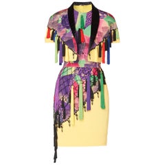 Gianni Versace, Yellow print jacket, top & skirt, Spring/Summer 1990