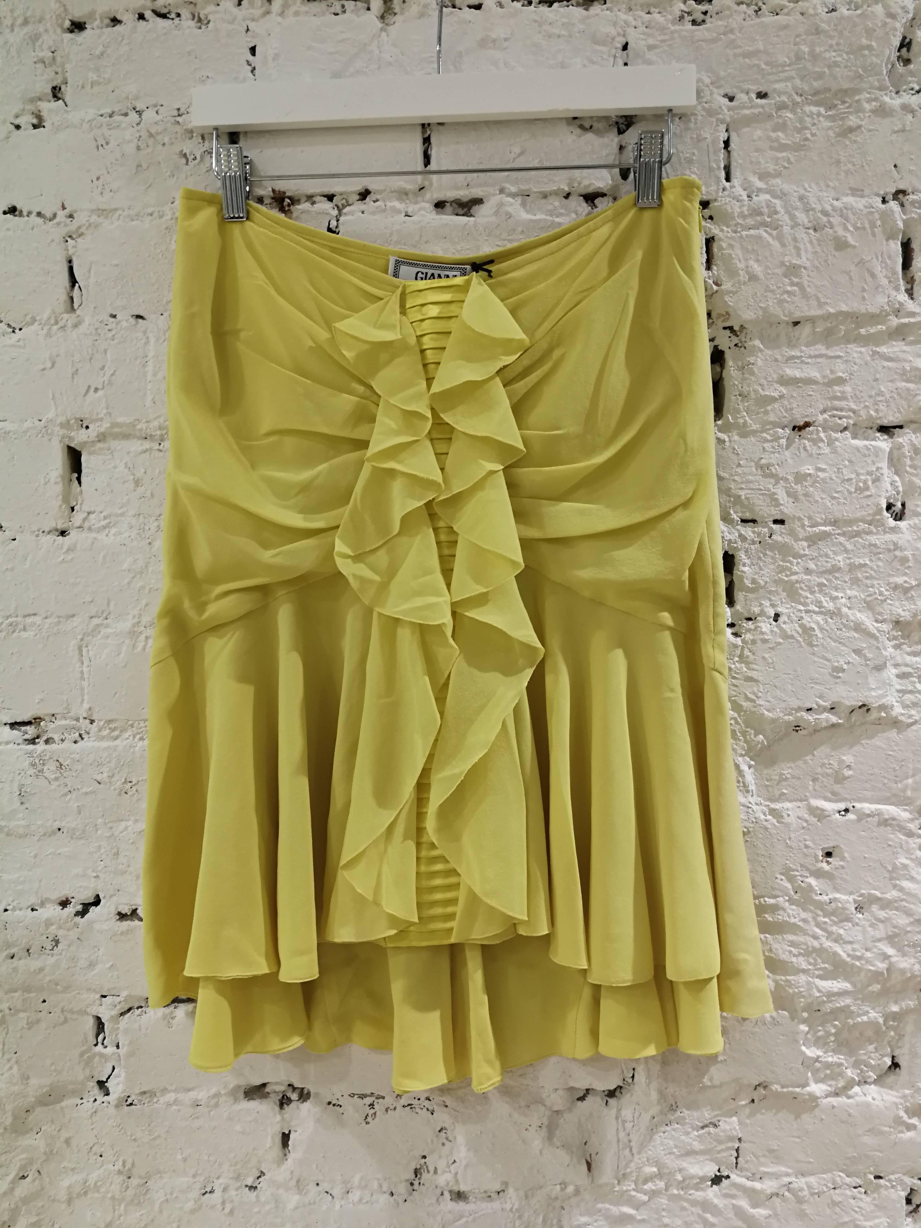 Gianni Versace Yellow Silk Skirt NWOT 1