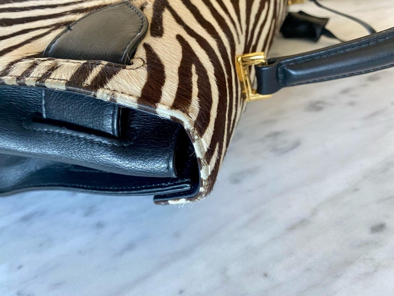 Gianni Versace Zebra Pony Hair Kelly Style 'Diana' Bag
