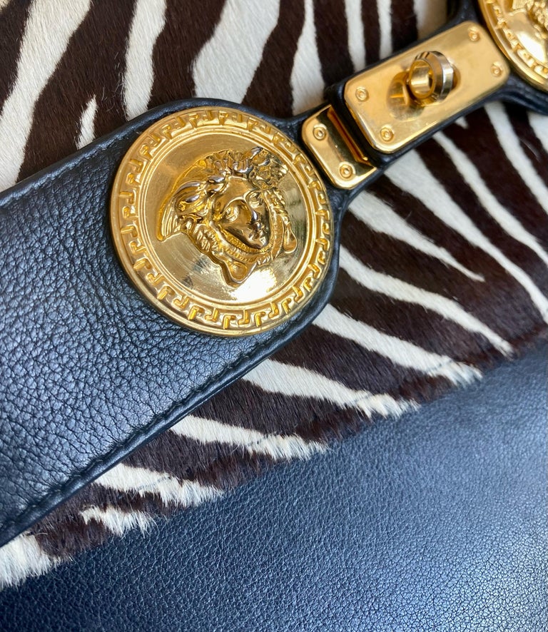 Gianni Versace Zebra Pony Hair Kelly Style 'Diana' Bag