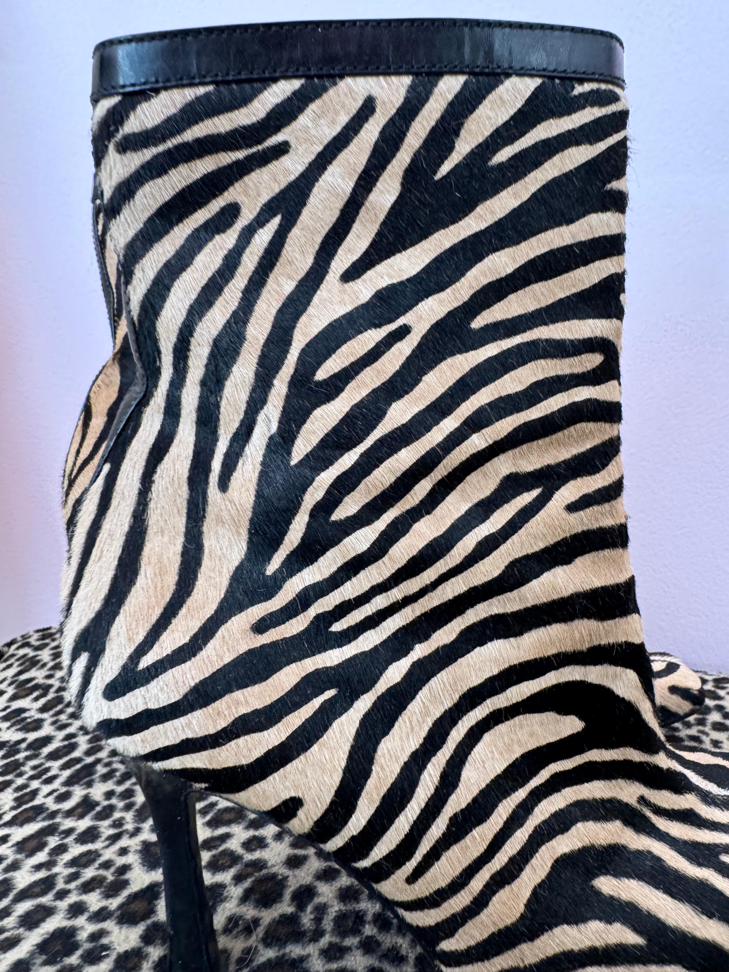 Gianni Versace Zebra Print Ponny Hair Boots In Excellent Condition For Sale In Eivissa, ES