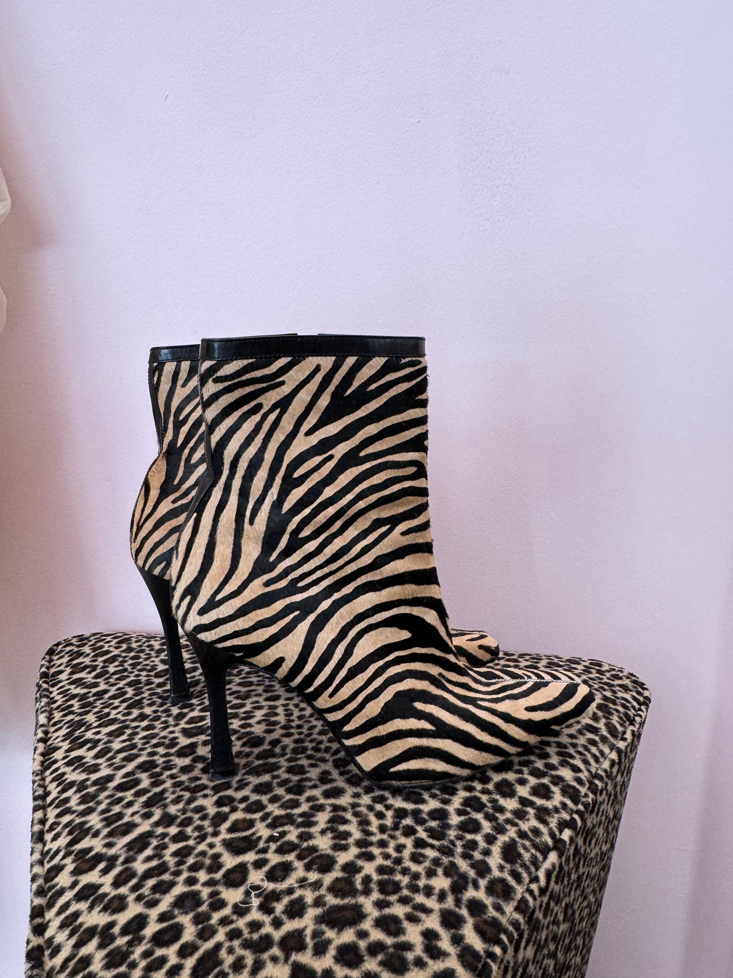 Women's Gianni Versace Zebra Print Ponny Hair Boots For Sale