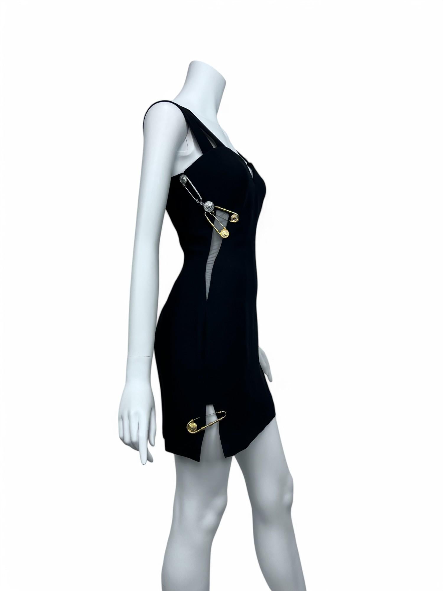 Gianni Versace Safety Pin Mini Dress Sz: 38 In Good Condition For Sale In West Hartford, CT