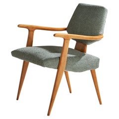 Gianni Vigorelli, Armchair, Beech, Fabric, Italy, 1950s