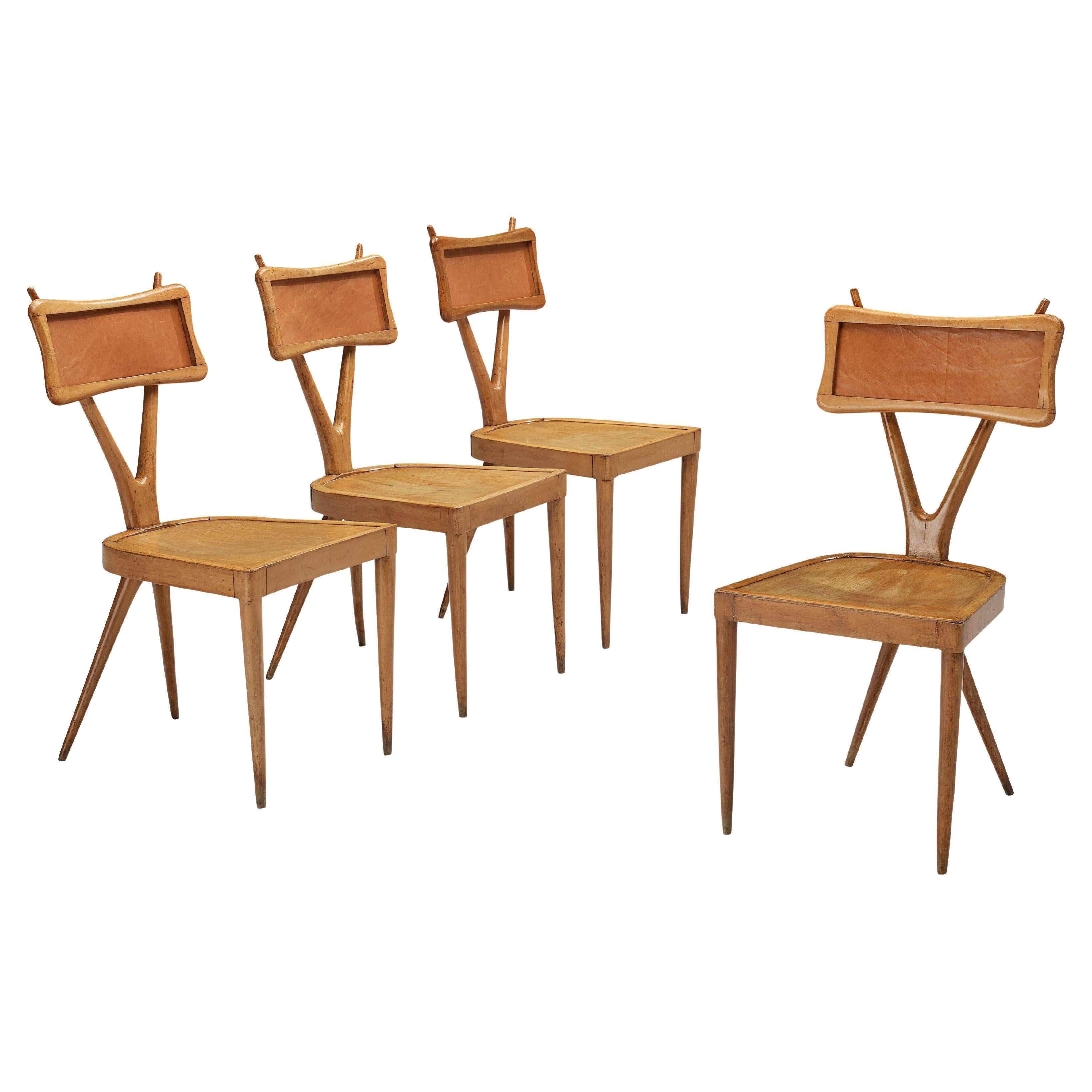 Gianni Vigorelli Set of Four Italian Dining Chairs with Crossed Backrests