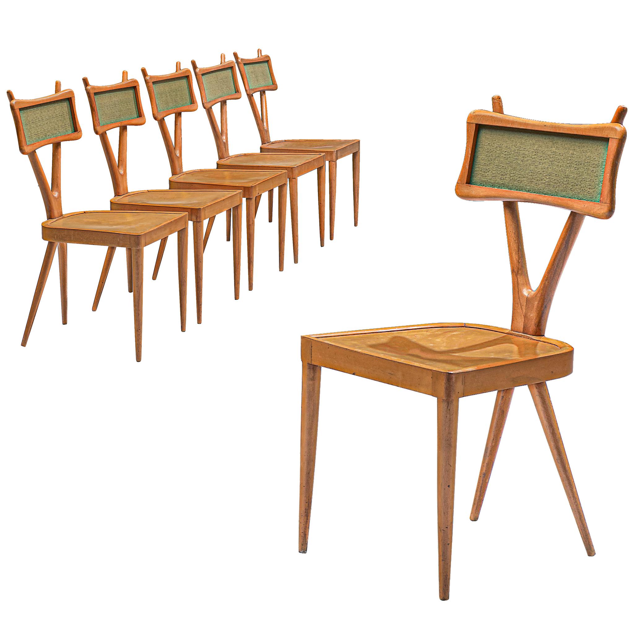 Gianni Vigorelli Set of Four Italian Dining Chairs with Crossed Backrests