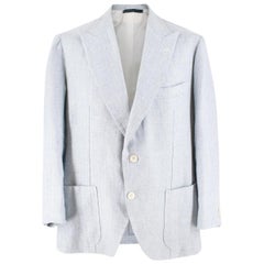 Gianni Volpe Light Blue Herringbone Single Breasted Blazer XL