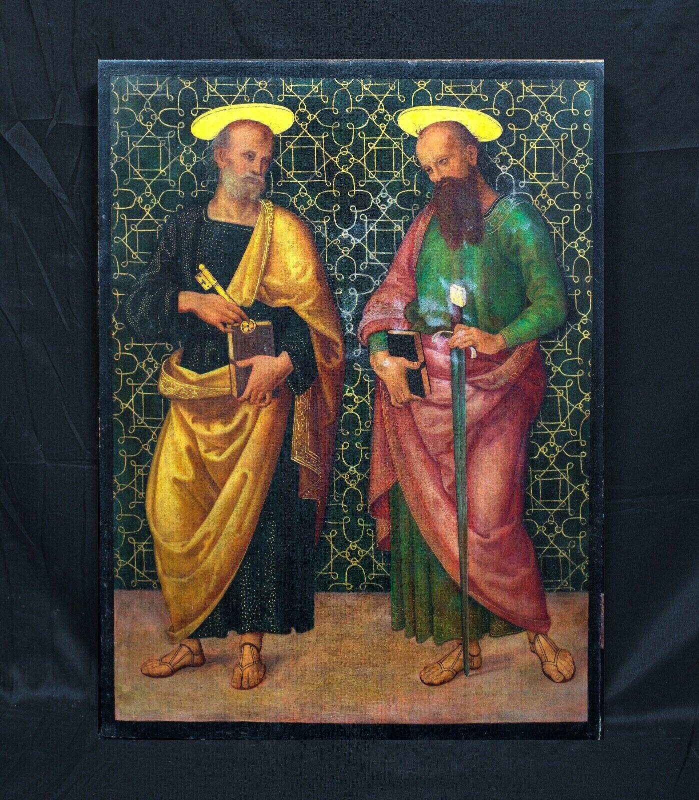 Saint Peter & Saint Paul, oil on panel

after Giannicola di Paolo (1460-1544)

Fine 15th Century Style Italian Renaissance Old Master depiction of Saint Peter & Saint Paul, oil on panel. Magnificent devtotional scene on panel of the two apostles