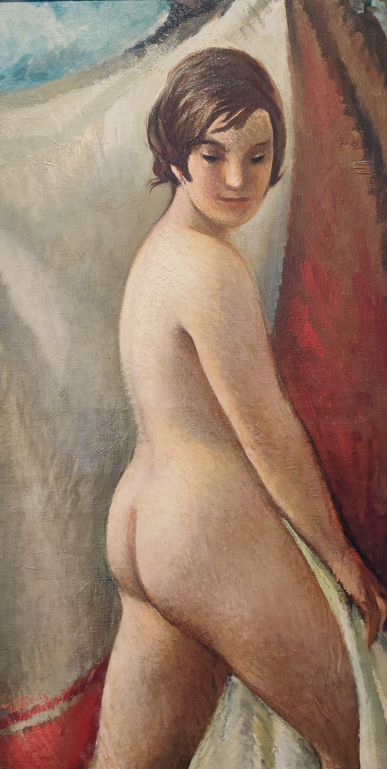 Giannino Marchig Nude Painting - Naked young woman from behind