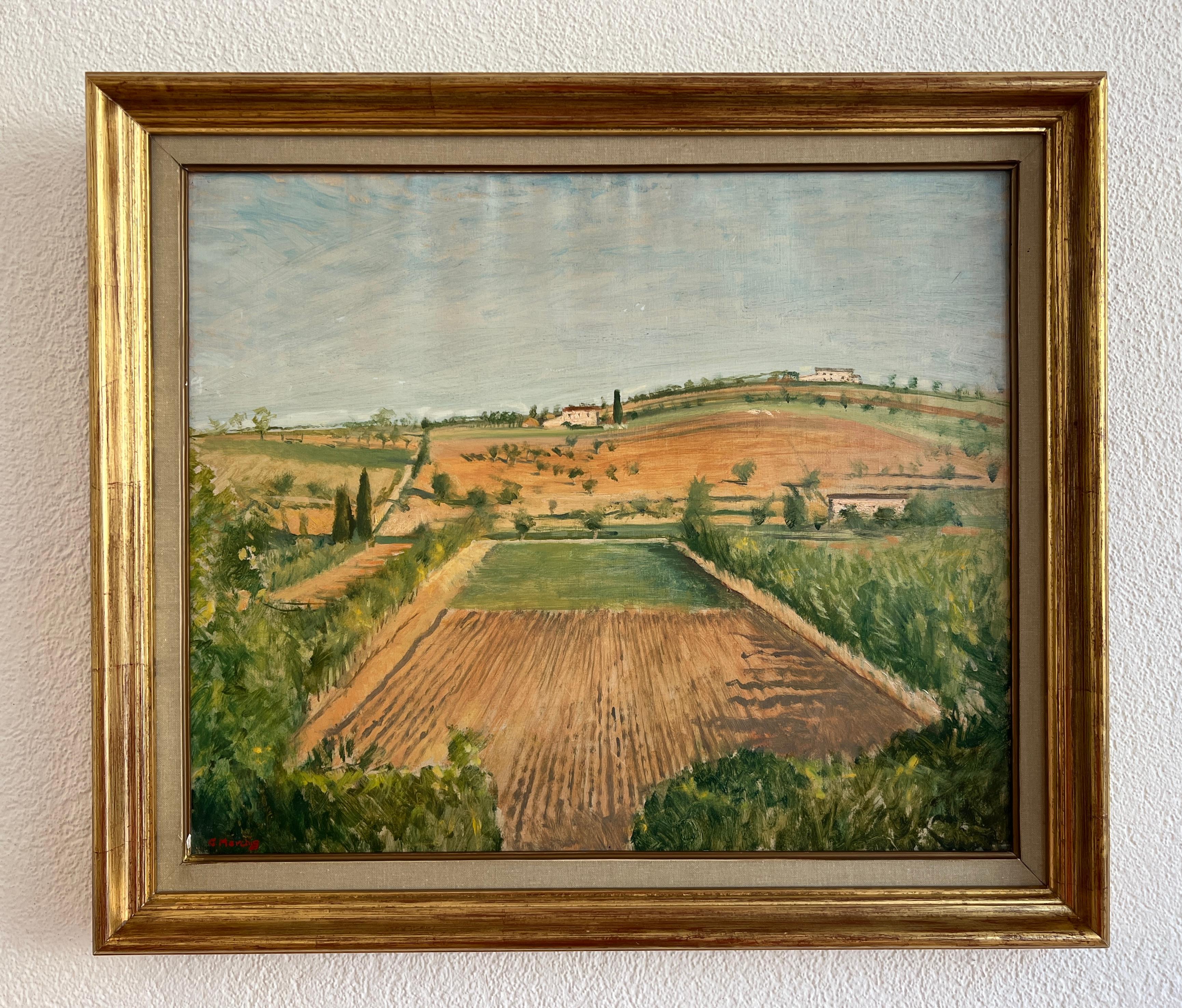 Paesaggio di Romagna, Italie - Painting de Giannino Marchig