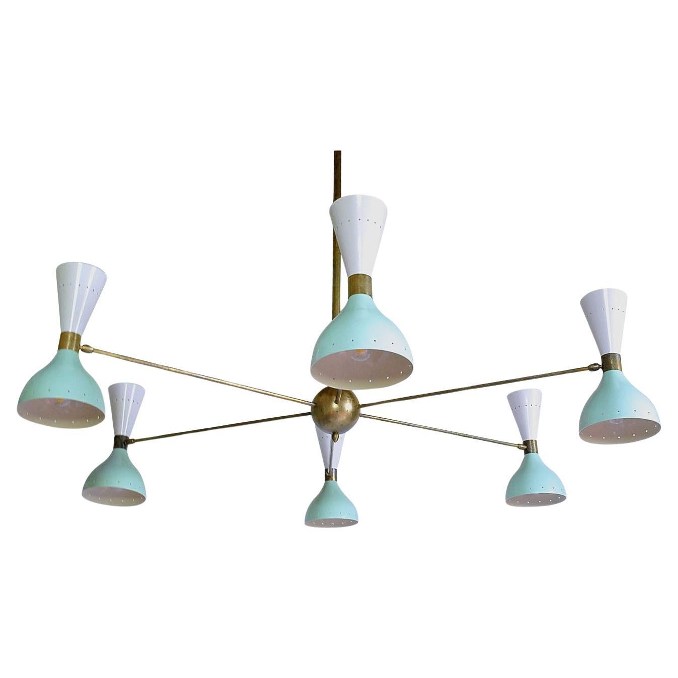 Giano 12-Light White & Sage Chandelier For Sale