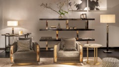 Giano Free Standing Or Wall Bookcase in Glossy Ebony & Horn by Arcahorn