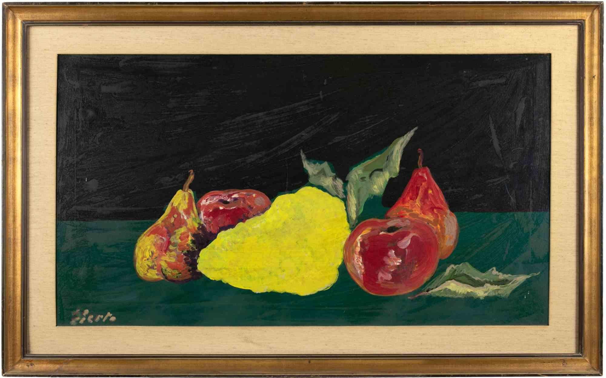 Fruits is a modern artwork realized by the artist Gian Paolo Berto in 1967.

Mixed colored oil painting.

Hand signed on the lower margin.

Signature, title and date on the back

Includes frame.