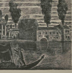 Gondoliers in Venice - Etching by Gianpaolo Berto - 1974