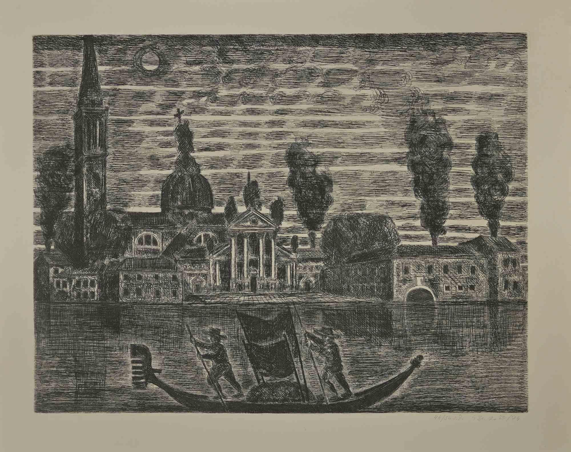 Gondoliers in Venice is an etching realized by Gianpaolo Berto in 1974.

60 X 75 cm, no frame.

Edition 44/50. Numbered and firmed by the artist in the lower margin.

Good conditions.

 

Gianpaolo Berto (1940) was born and raised in the
