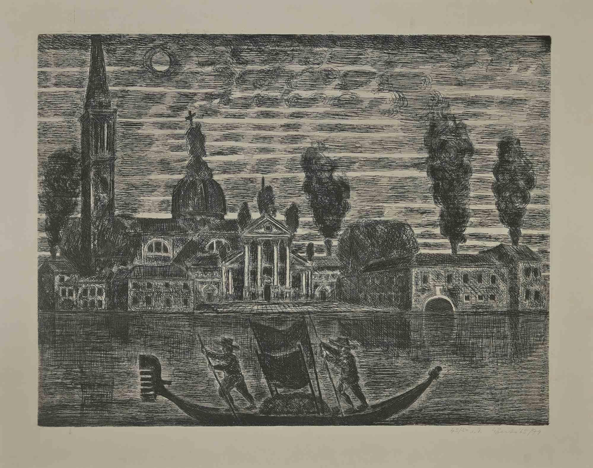 Gondoleros en Venecia es un grabado realizado por Gianpaolo Berto en 1974.

60 X 75 cm, sin marco.

Edición 44/50. Numerada y firmada por el artista en el margen inferior.

Buenas condiciones.

 

Gianpaolo Berto (1940) nació y creció en el
