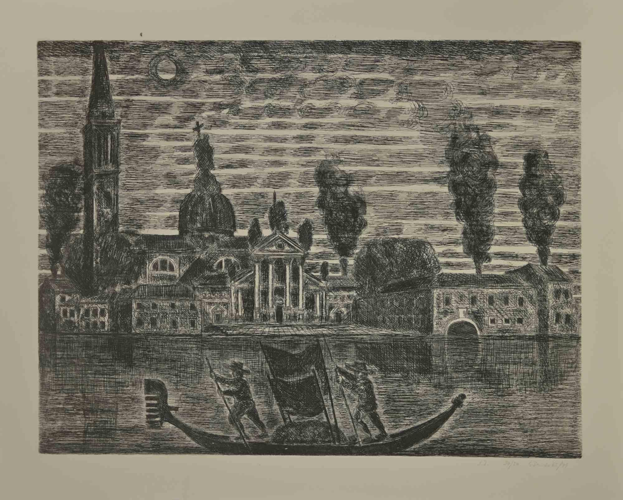 Gondoliers in Venice is an etching realized by Gianpaolo Berto in 1974.

60 X 75 cm , no frame.

Edition 24/50. Numbered and firmed by the artist in the lower margin.

Good conditions.

 

Gianpaolo Berto (1940) was born and raised in the