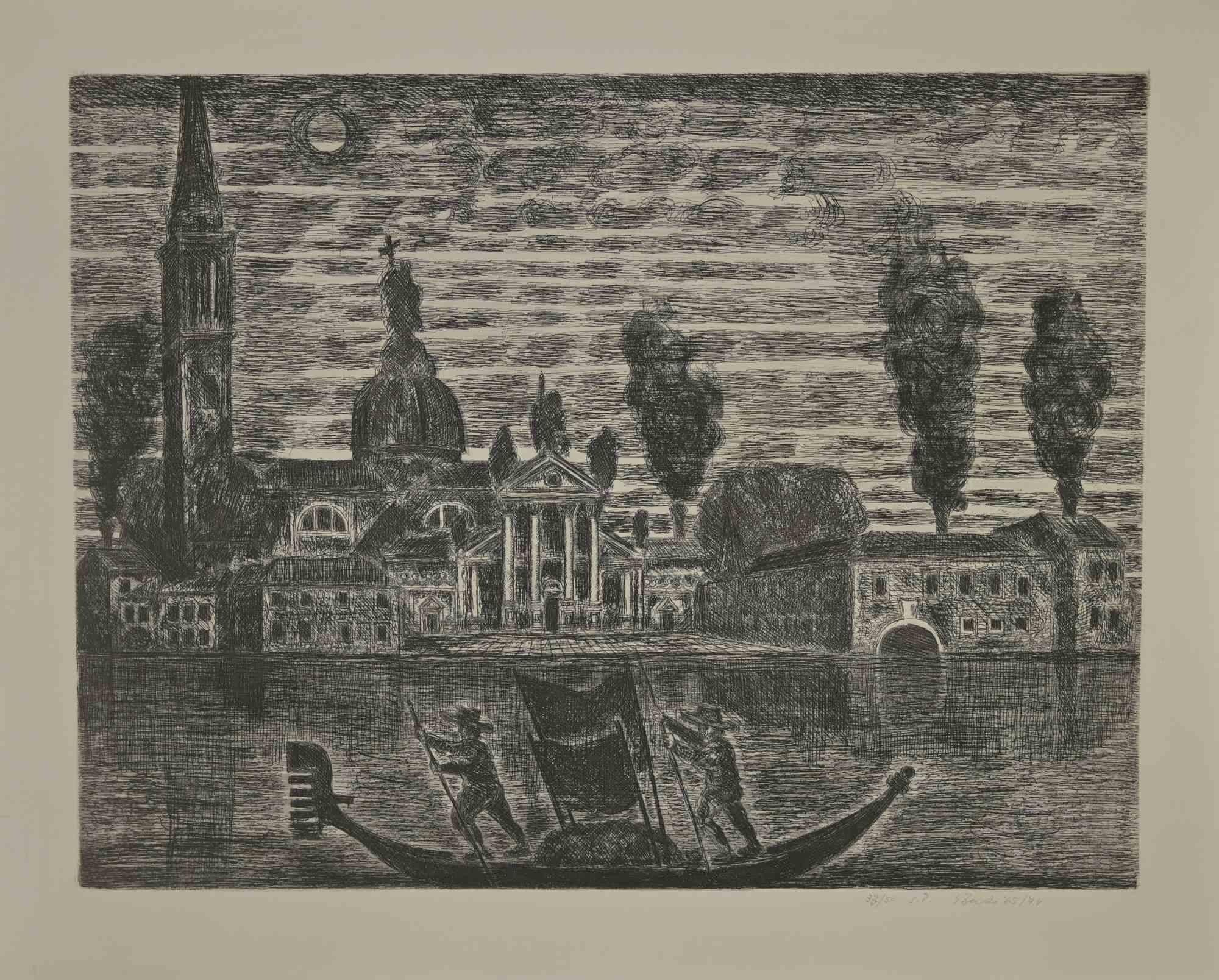 Gondoliers in Venice is an etching realized by Gianpaolo Berto in 1974.

60 X 75 cm , no frame.

Edition 33/50. Numbered and firmed by the artist in the lower margin.

Good conditions.

 

Gianpaolo Berto (1940) was born and raised in the