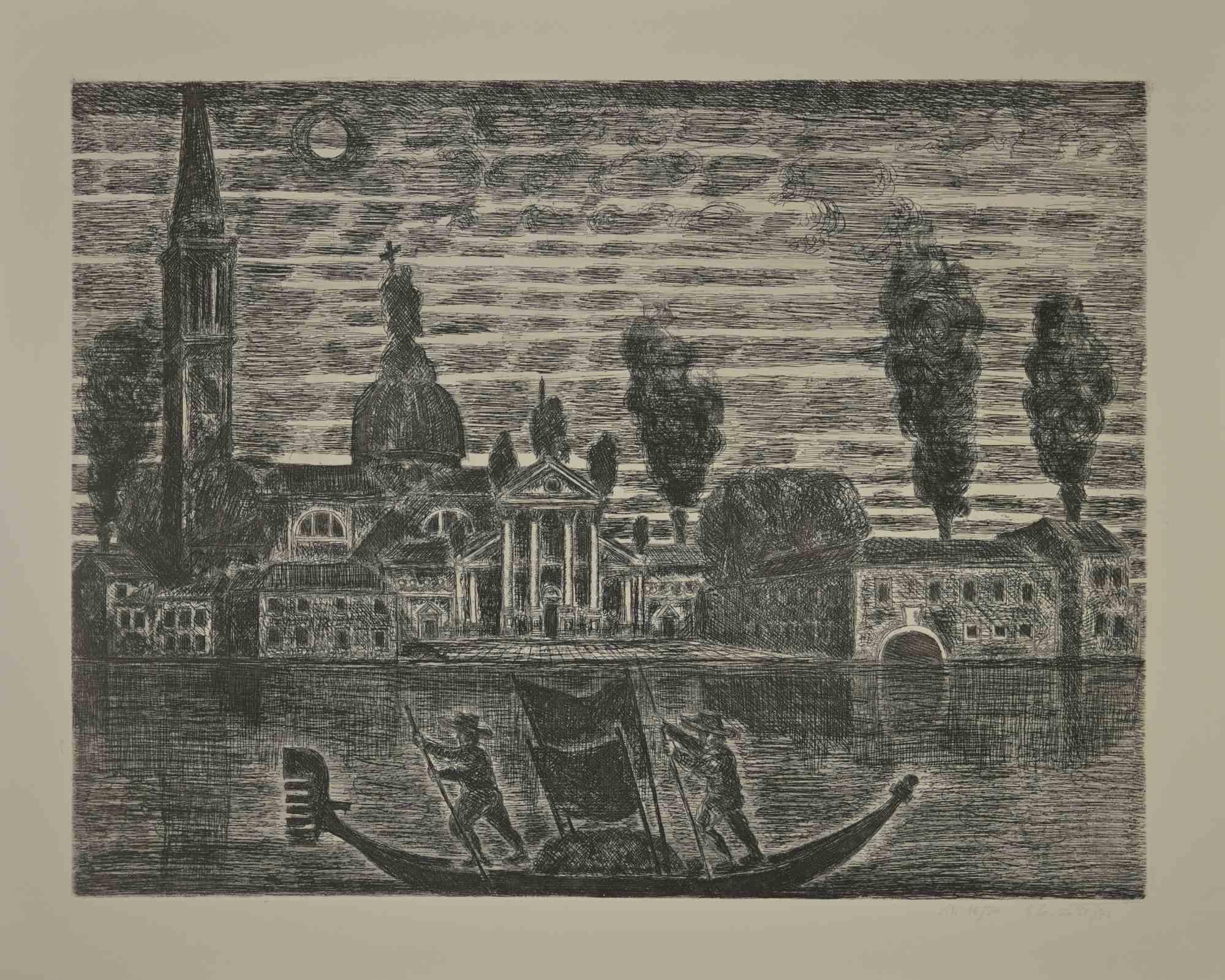 Gondoliers in Venice is an etching realized by Gianpaolo Berto in 1974.

60 X 75 cm , no frame.

Edition 16/50. Numbered and firmed by the artist in the lower margin.

Good conditions.

 

Gianpaolo Berto (1940) was born and raised in the