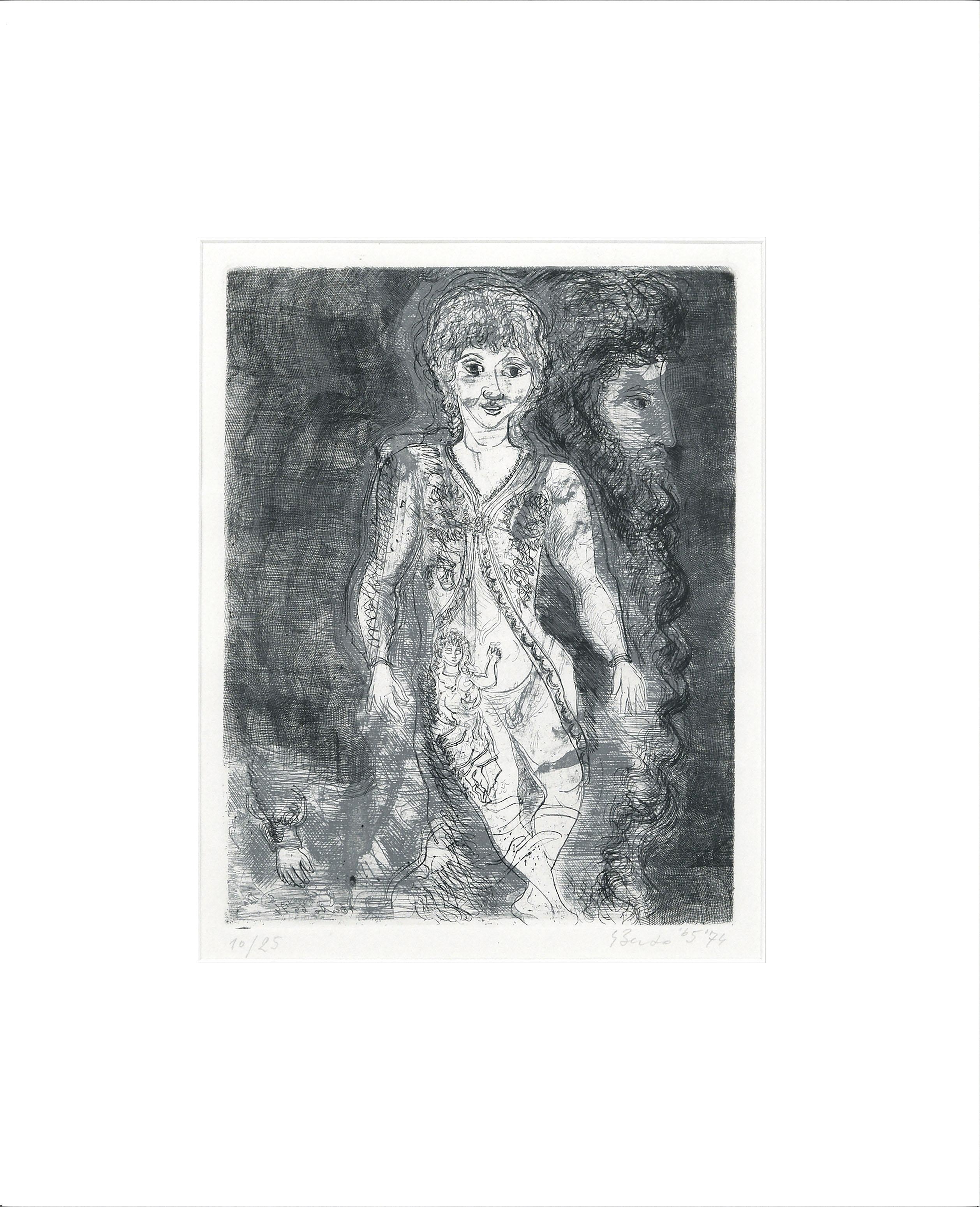 Mid Century Modern Figurative Etching of a Man & Woman, Signed Limited Edition - Print by Gianpaolo Berto