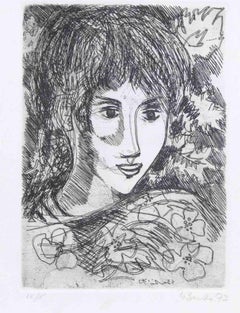 Portrait - Etching by Gianpaolo Berto - 1973