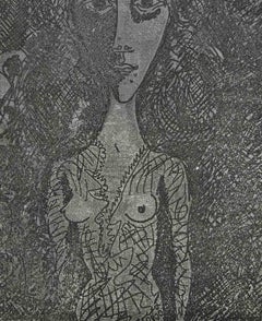 Portrait of a Woman - Etching Plate by Gianpaolo Berto - 1974