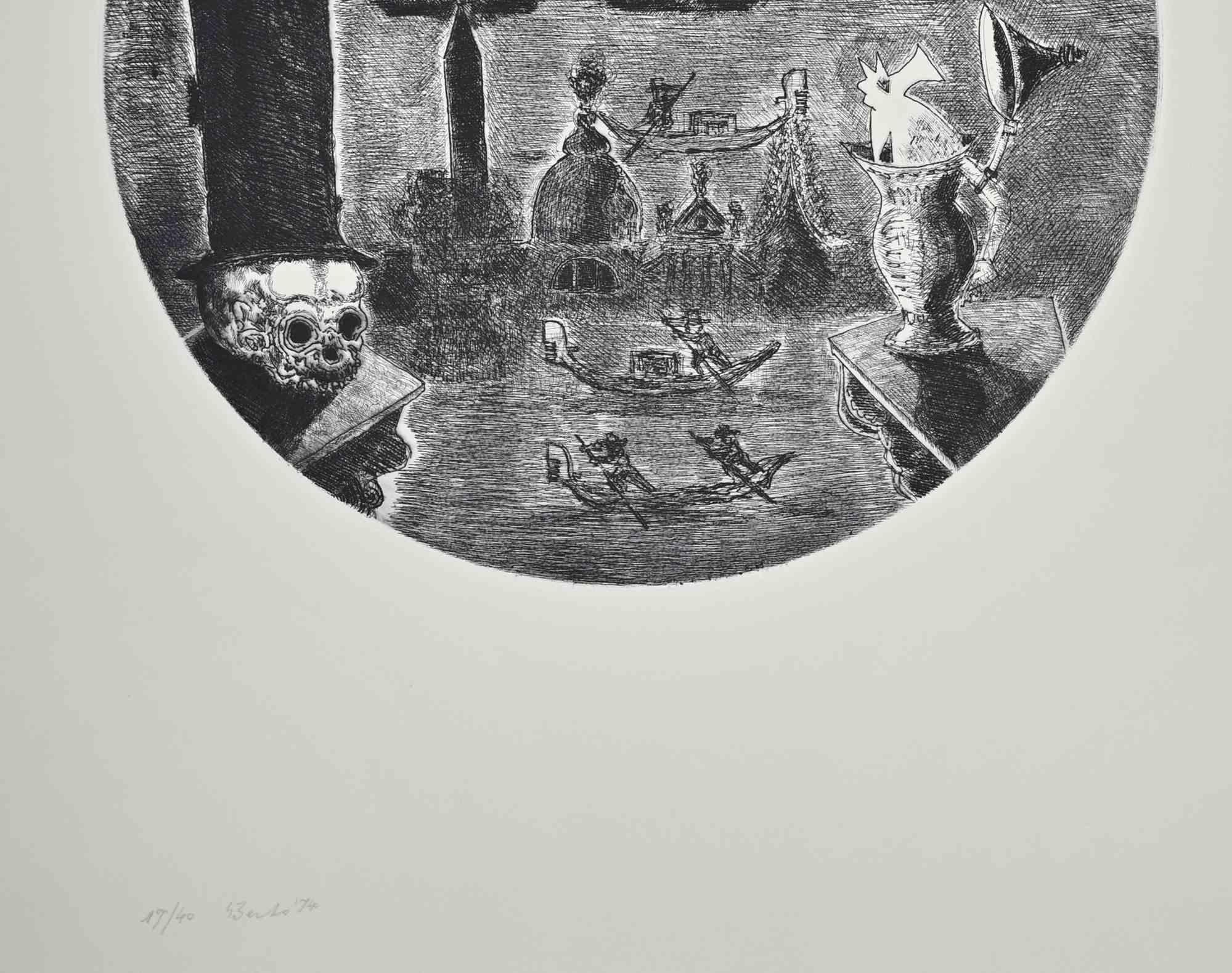 El Gato - Aguafuerte de Gianpaolo Berto - 1974 en venta 1