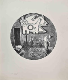 The Cat - Etching by Gianpaolo Berto - 1974