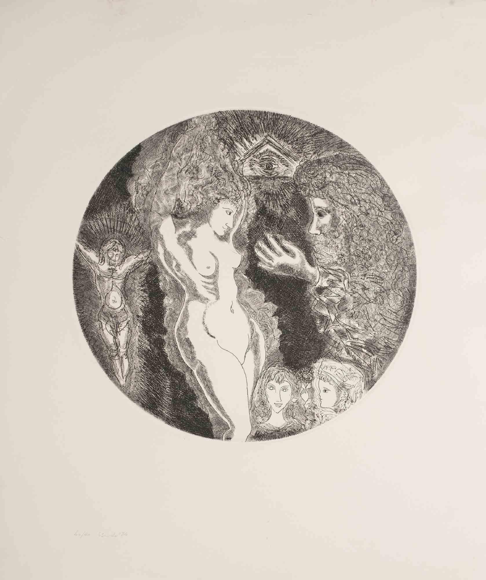 La visión es una obra de arte realizada por Gianpaolo Berto, 1974. 

Aguafuerte, 60 x 50 cm.

Edición 38/40, fechada en 74' en la parte inferior izquierda.

Muy buen estado.



Gian Paolo Berto nació y creció en el limitado pero ferviente ambiente