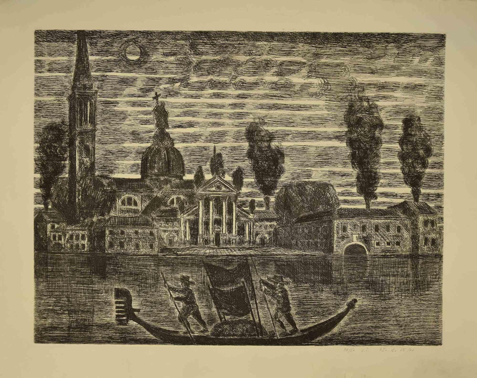 Venice - Etching by Gianpaolo Berto - 1974