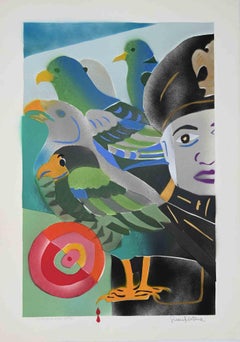 Retro The General and the Birds - Original Screen Print by Gianpistone - 1970s
