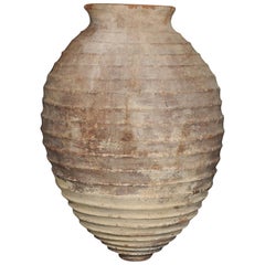 17th Century (or older) Turkish Terracotta Olive Jar w/Ribbed Texture, 5 ft Tall