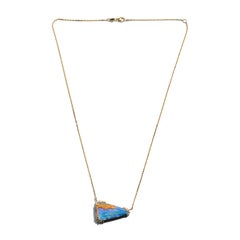 Giant 18.54 Carat Australian Boulder Opal Diamond Pendant Necklace