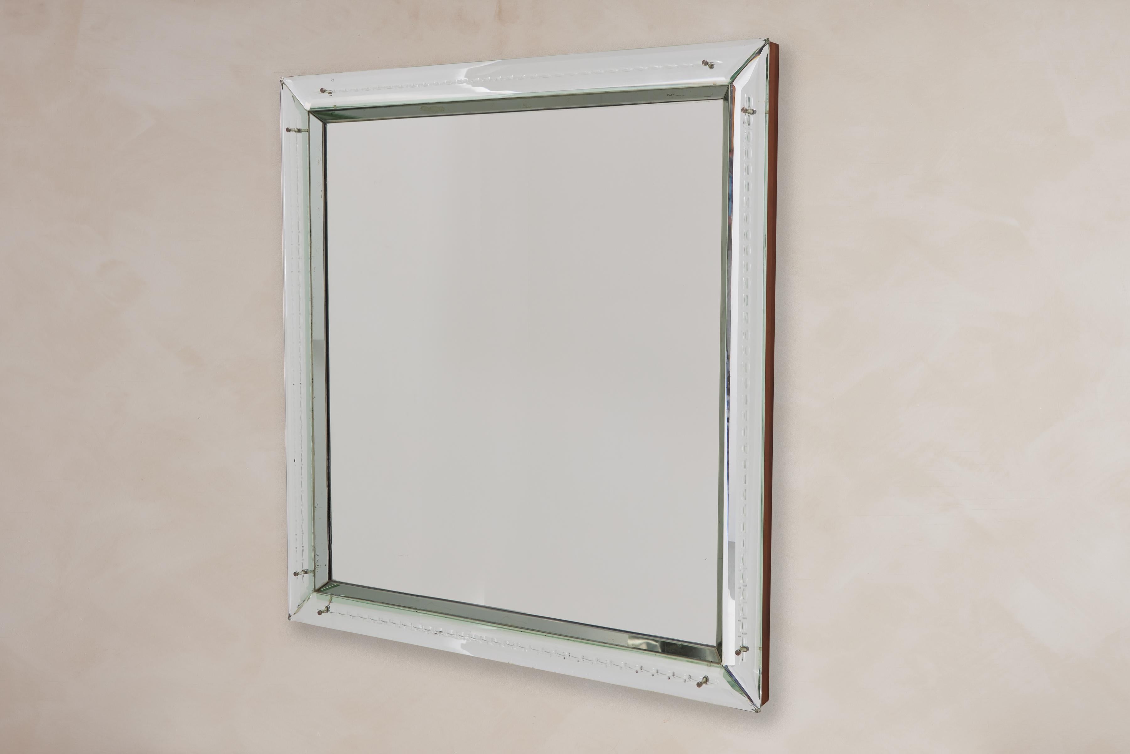 Giant 1940's Italian Etched Mirror In Good Condition For Sale In Beverly Hills, CA