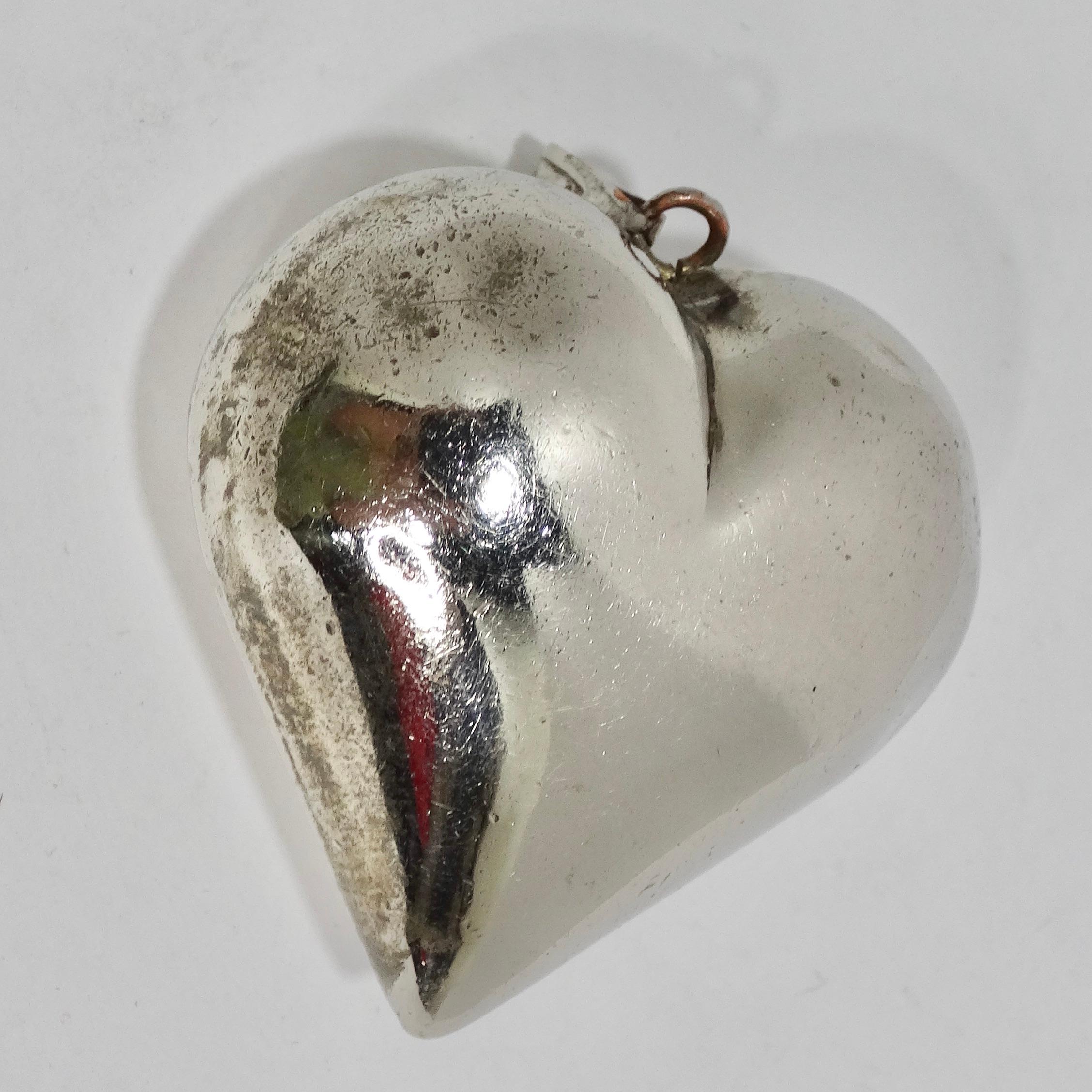 Giant 1970s Silver 925 Heart Pendent 1