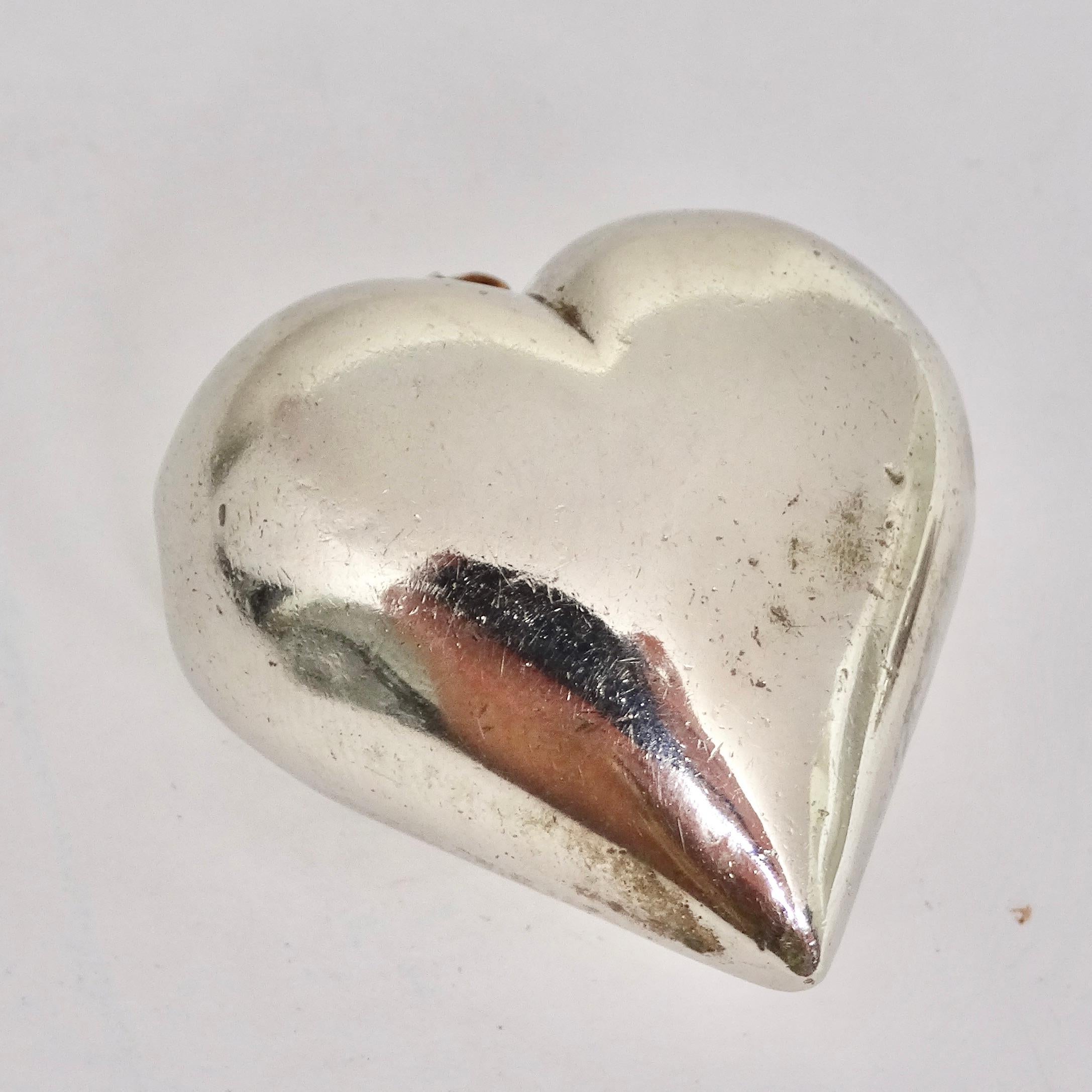 Giant 1970s Silver 925 Heart Pendent 2