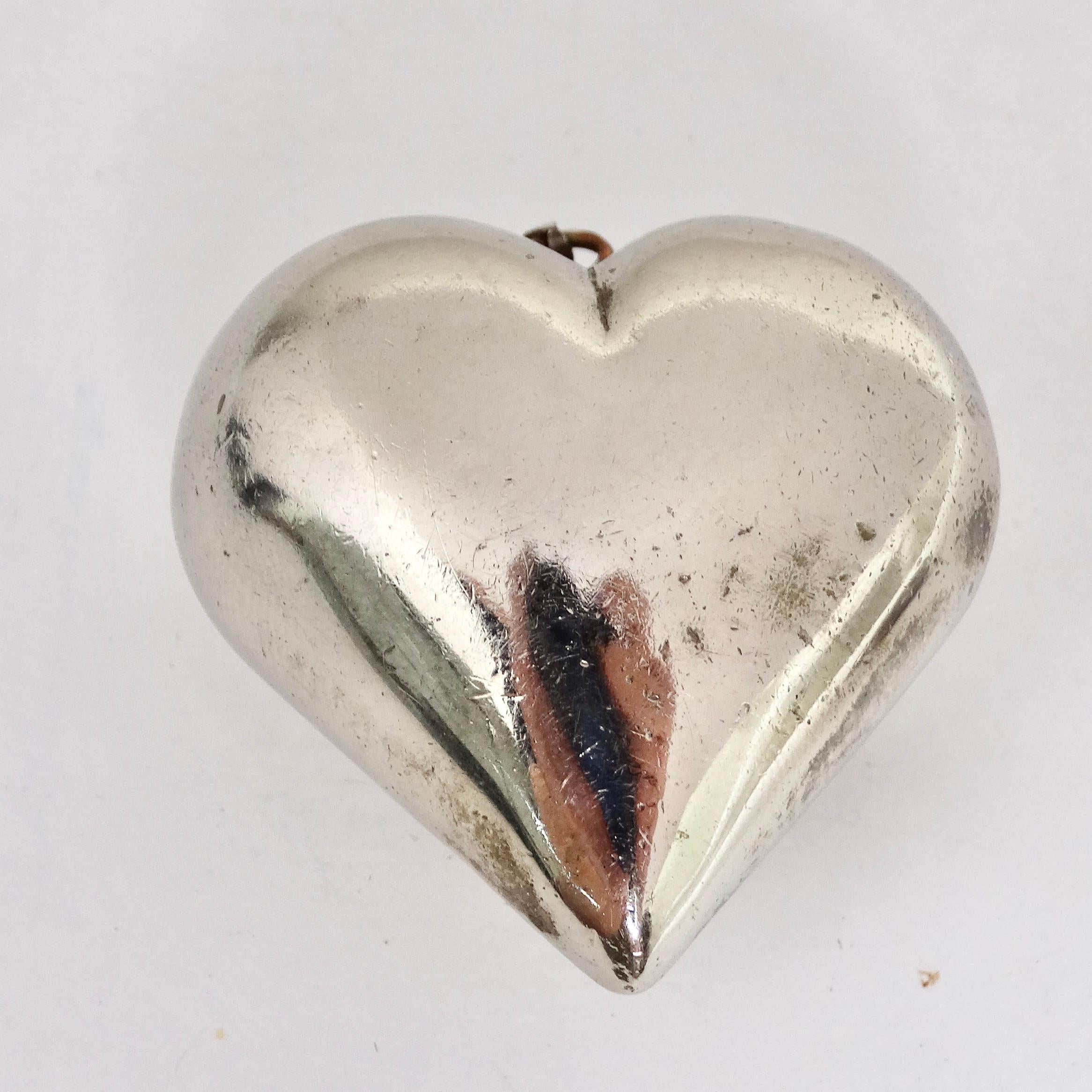 Giant 1970s Silver 925 Heart Pendent 3