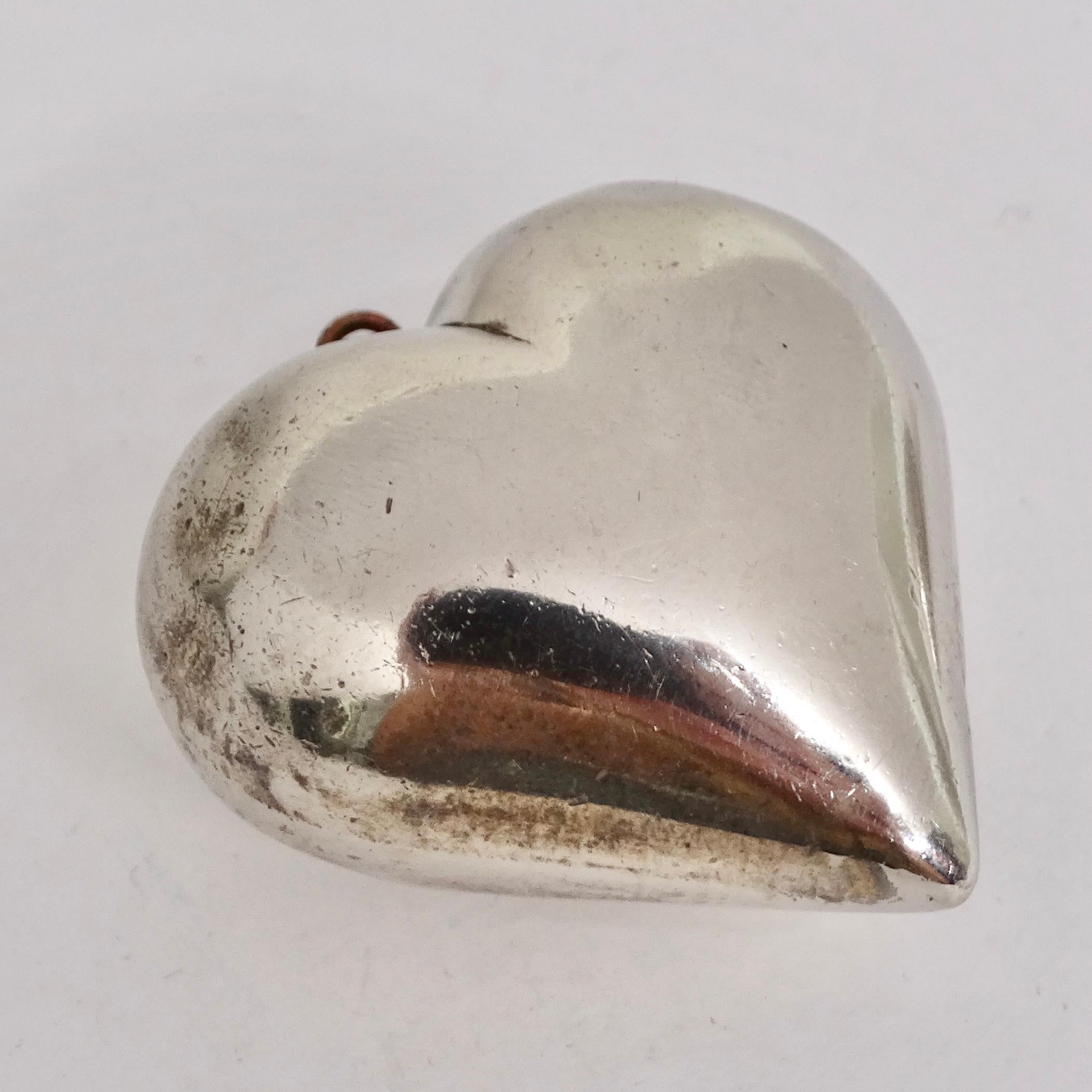 Giant 1970s Silver 925 Heart Pendent 4