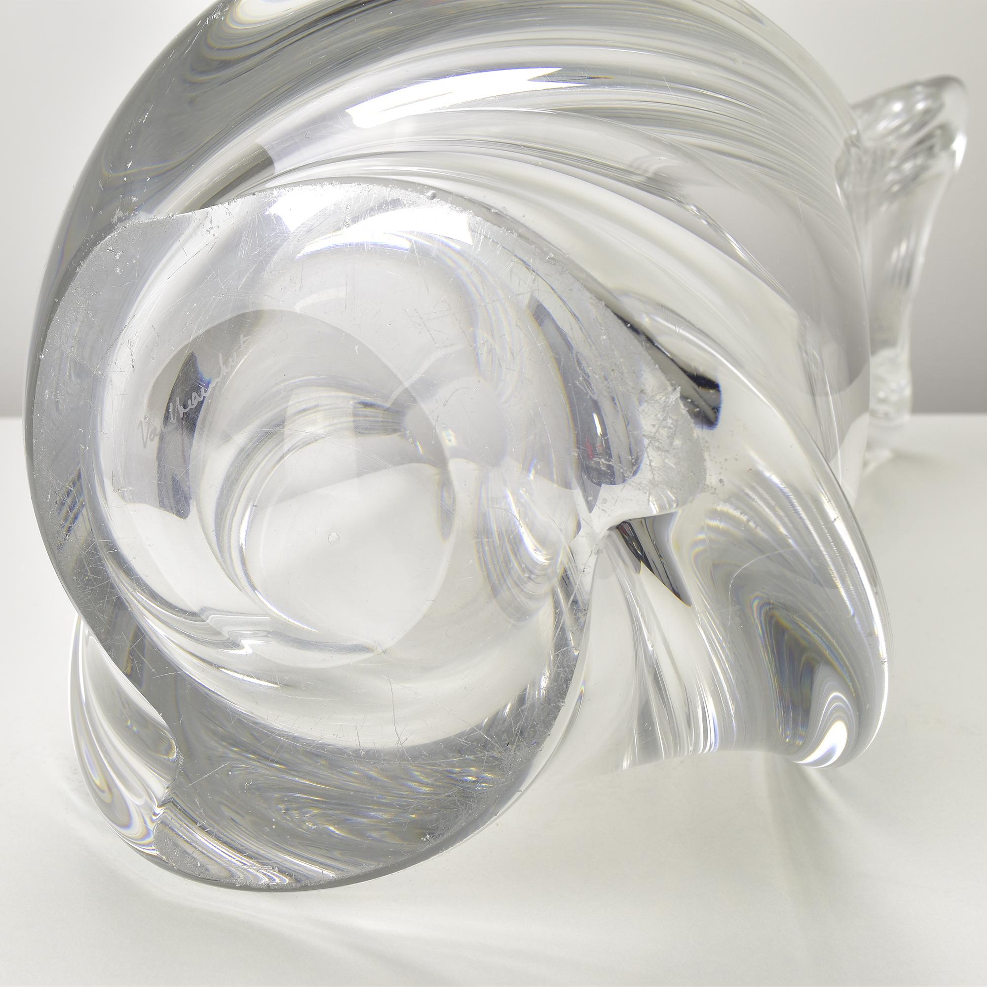 Vaso scultoreo gigante in vetro trasparente soffiato di 50 cm di Val Lambert in vendita 4