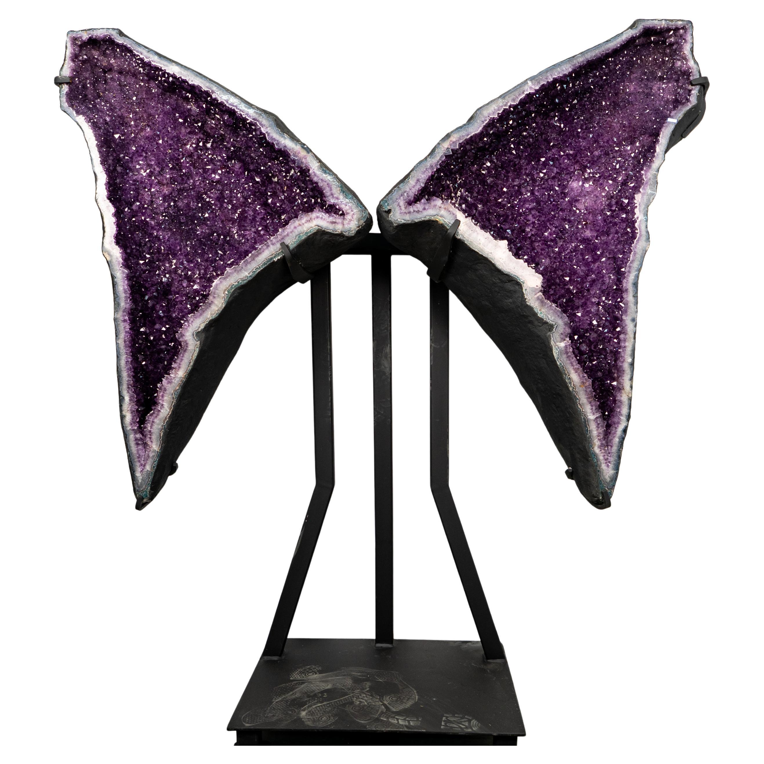 Giant 6.6 Ft. Purple Amethyst Geode Wings with Sparkly Crystal Points
