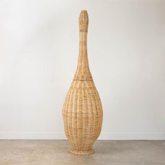 Giant 7 ft Sculptural Wicker Floor Lamp, France