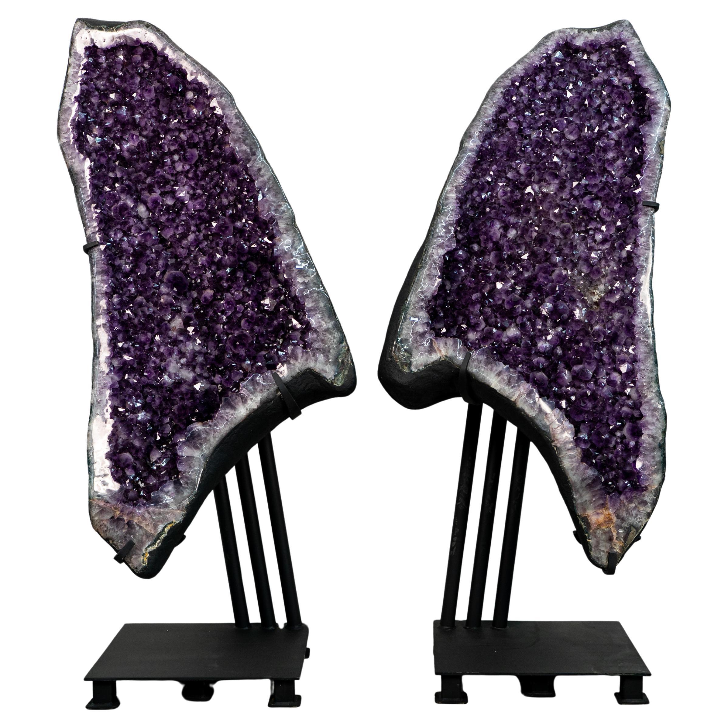 Giant 7.3 ft Purple Amethyst Geode Wings with Large Crystal Points